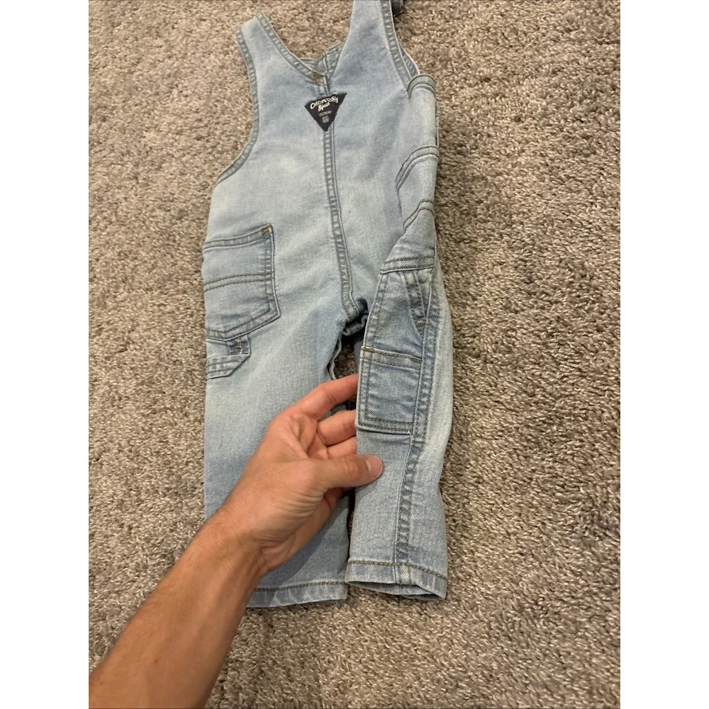 Y2K Oshkosh Bgosh Overalls Denim Baby 9M Light Wash Blue Vestbak Carpenter Month